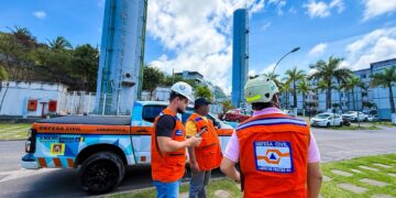 Defesa Civil realiza vistoria preventiva em reservatório de água em Lauro de Freitas